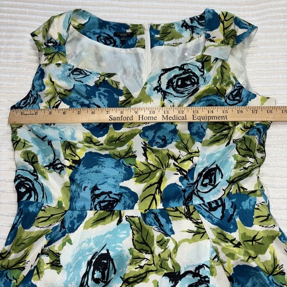 Talbots Floral Silk Dress Lagoon Blue Color Sz8 sleeveless careerwear - Picture 5 of 10